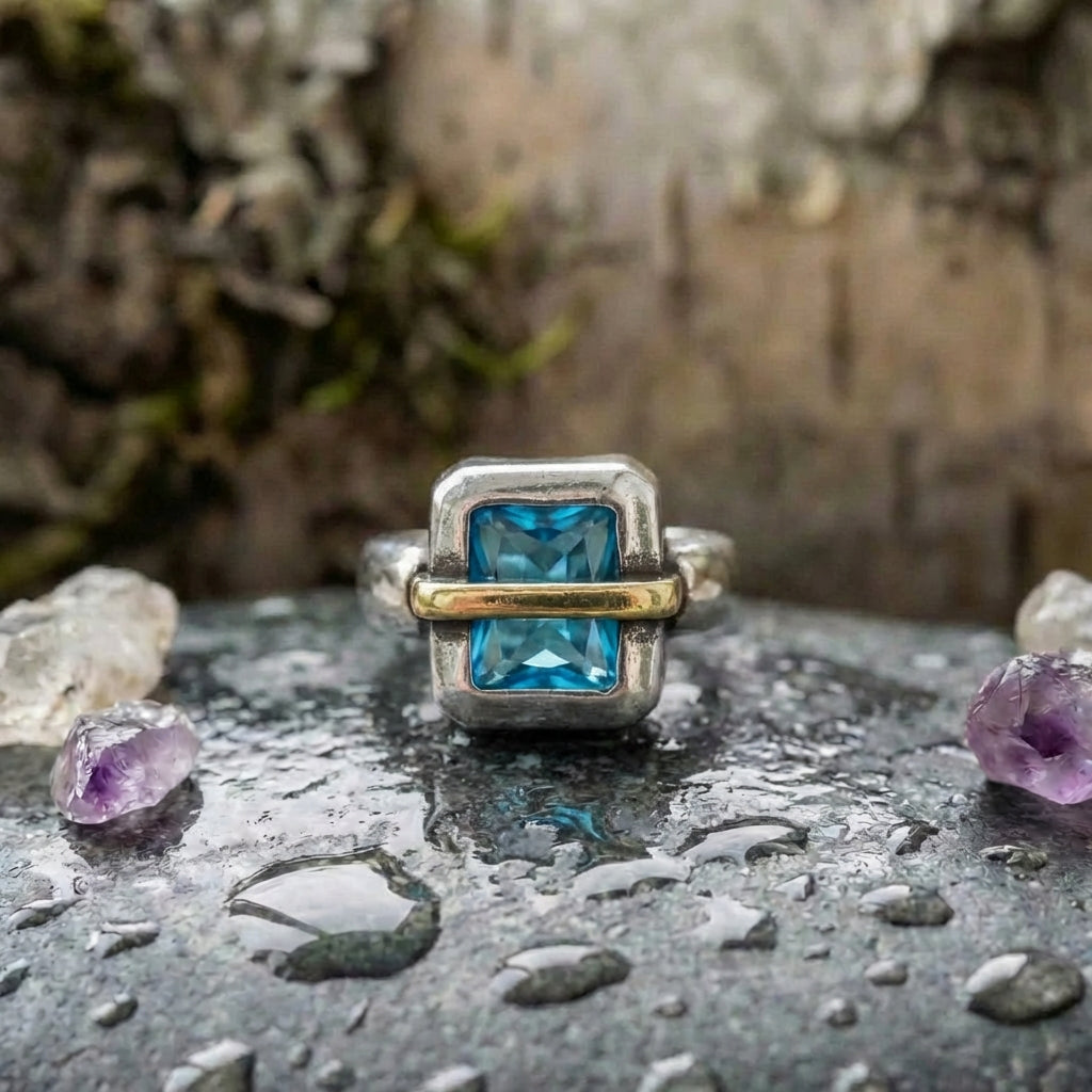 Vintage Blue Crystal Ring
