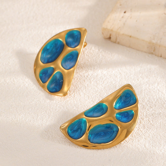 Vintage Blue Enamel Earrings