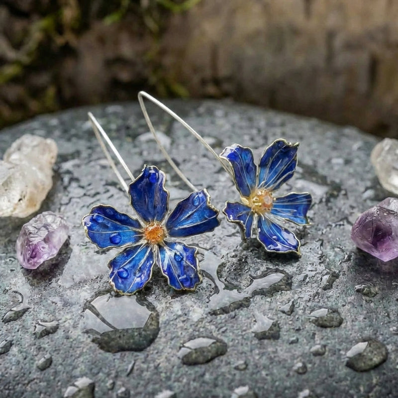 Vintage Blue Flower Earrings