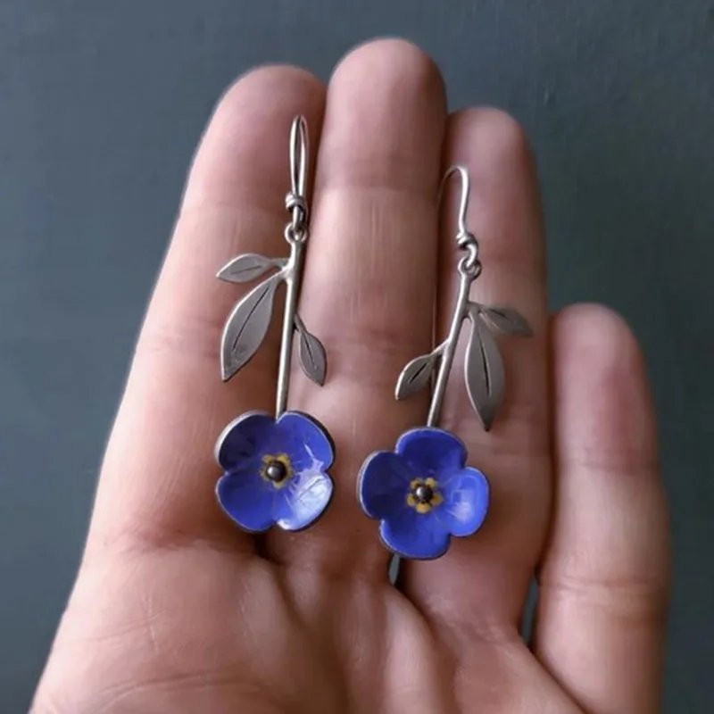 Vintage Blue Flower Earrings