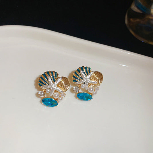 Vintage Blue Pearl Earrings