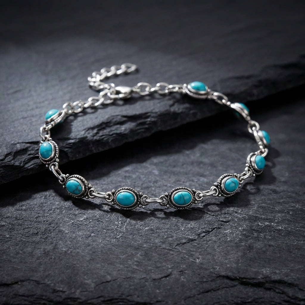 Vintage Blue Stone Ankle Bracelet