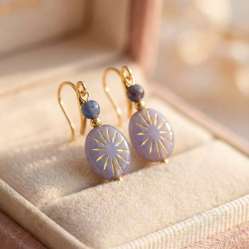 Vintage Blue Sunburst Earrings