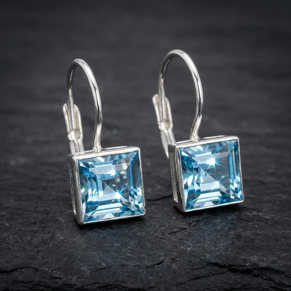 Vintage Blue Topaz Earrings