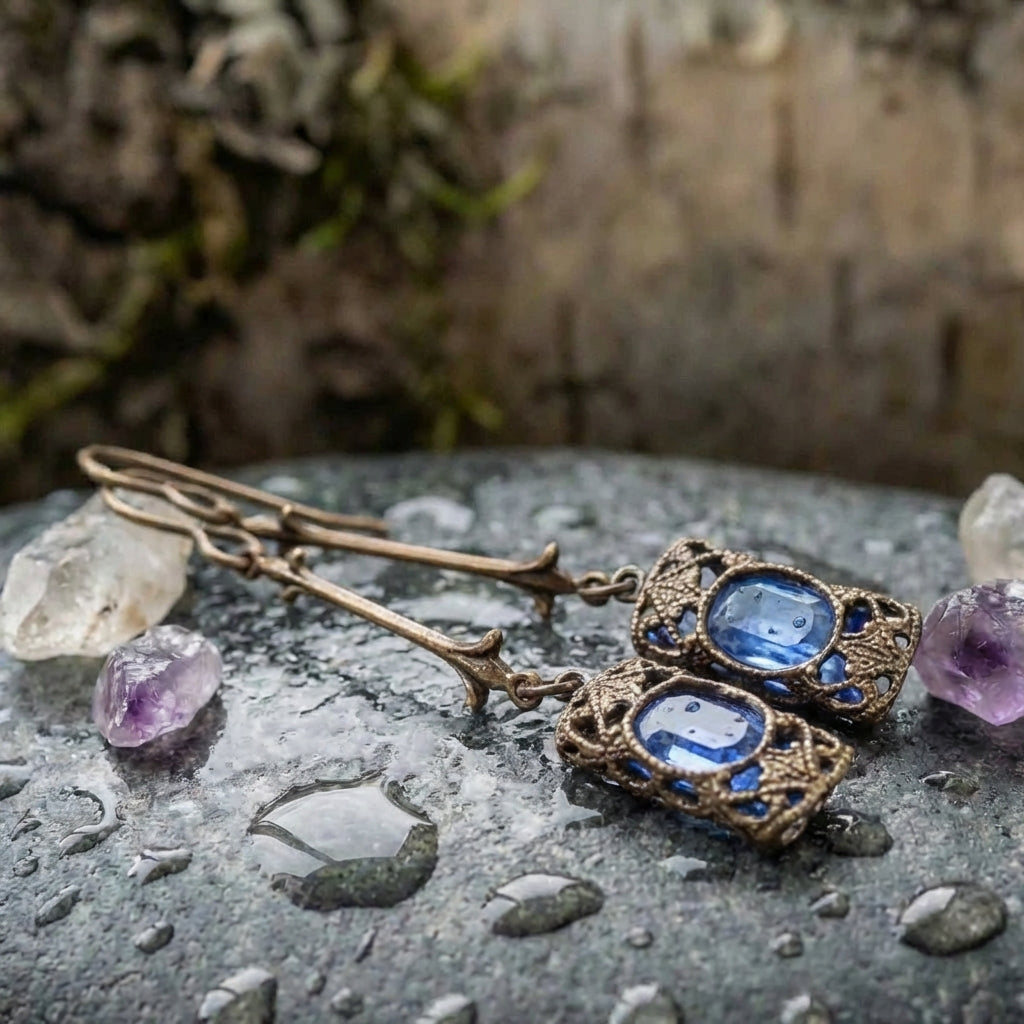 Vintage Blue Zircon Earrings
