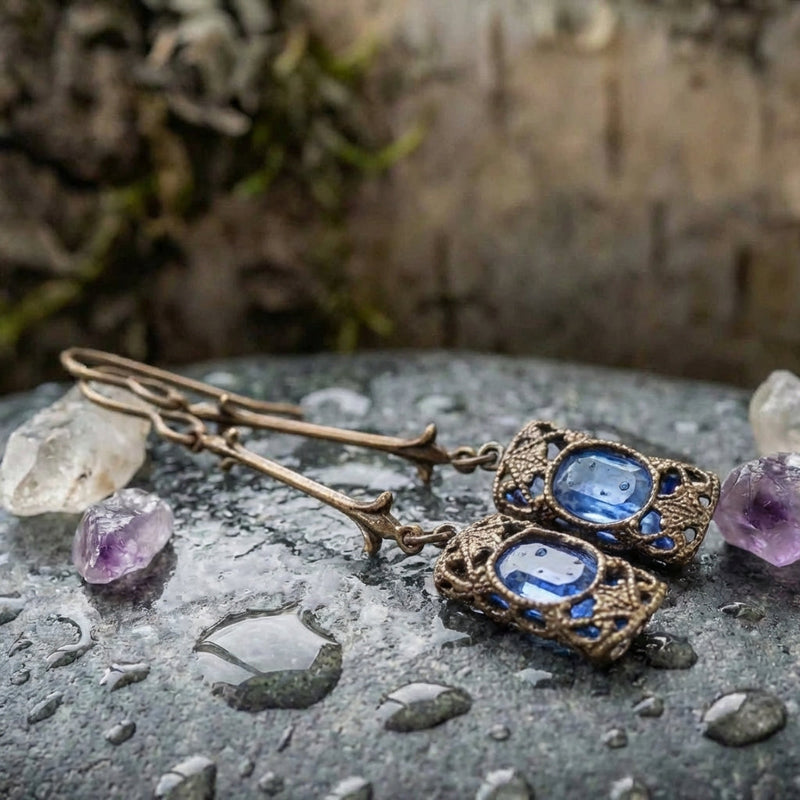 Vintage Blue Zircon Earrings