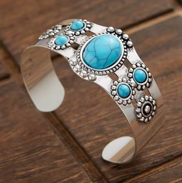 Vintage Charm Blue Stone Silver