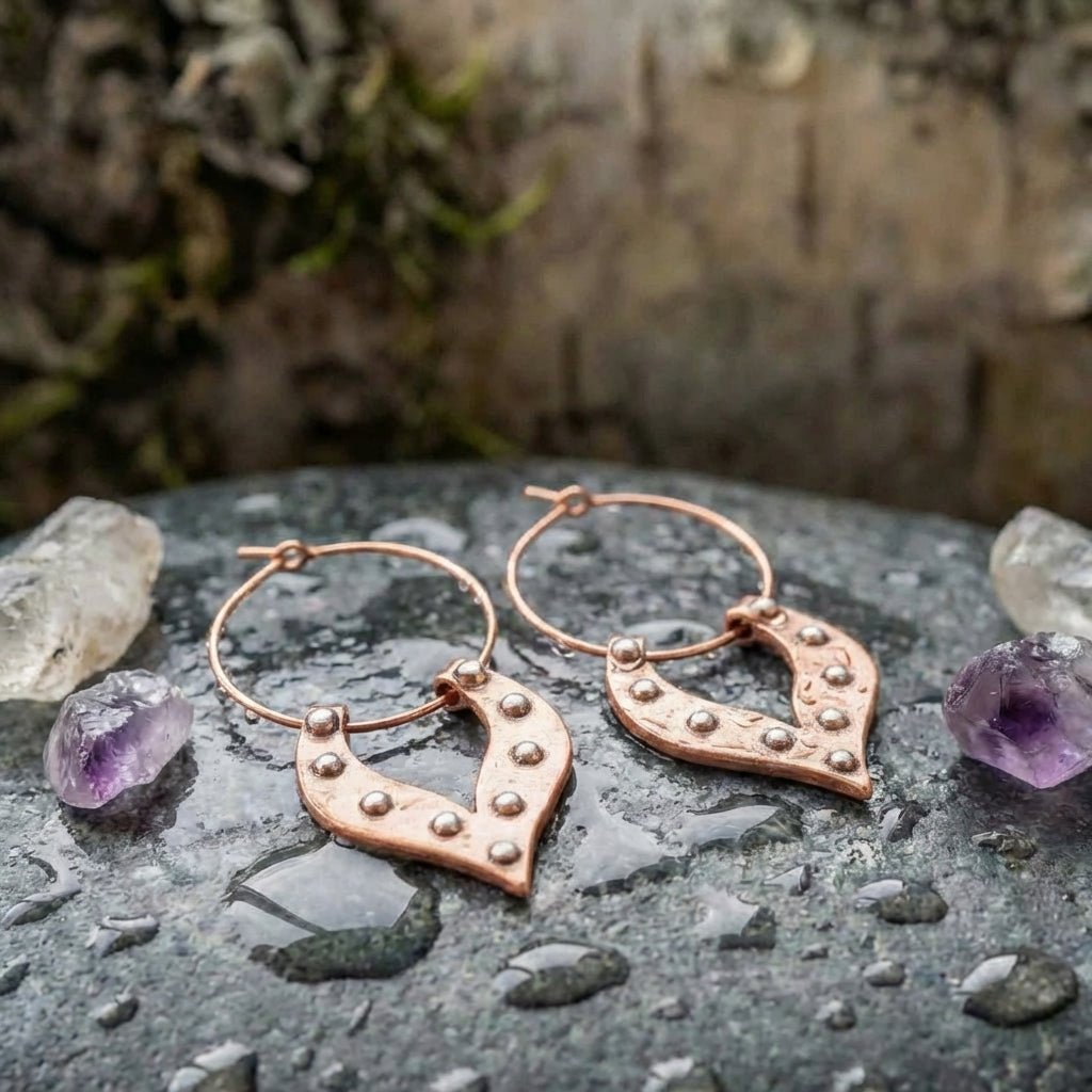 Vintage Copper Heart Earrings