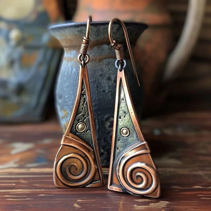 Vintage Copper Spiral Earrings