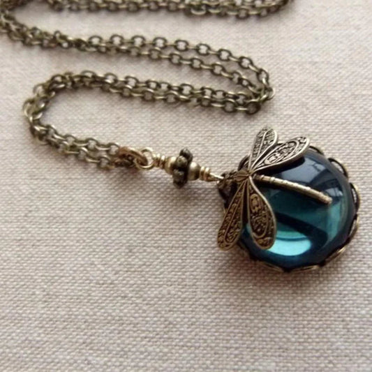 Vintage Crystal Dragonfly Necklace