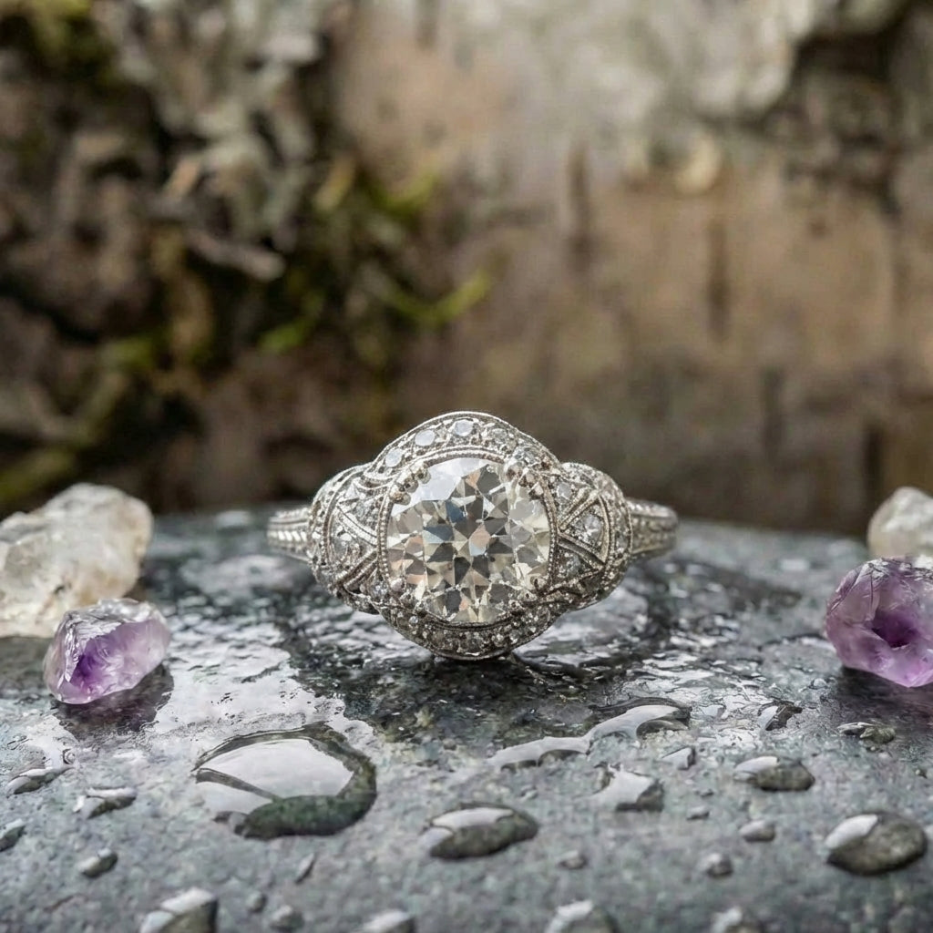 Vintage Crystalline Silver Ring