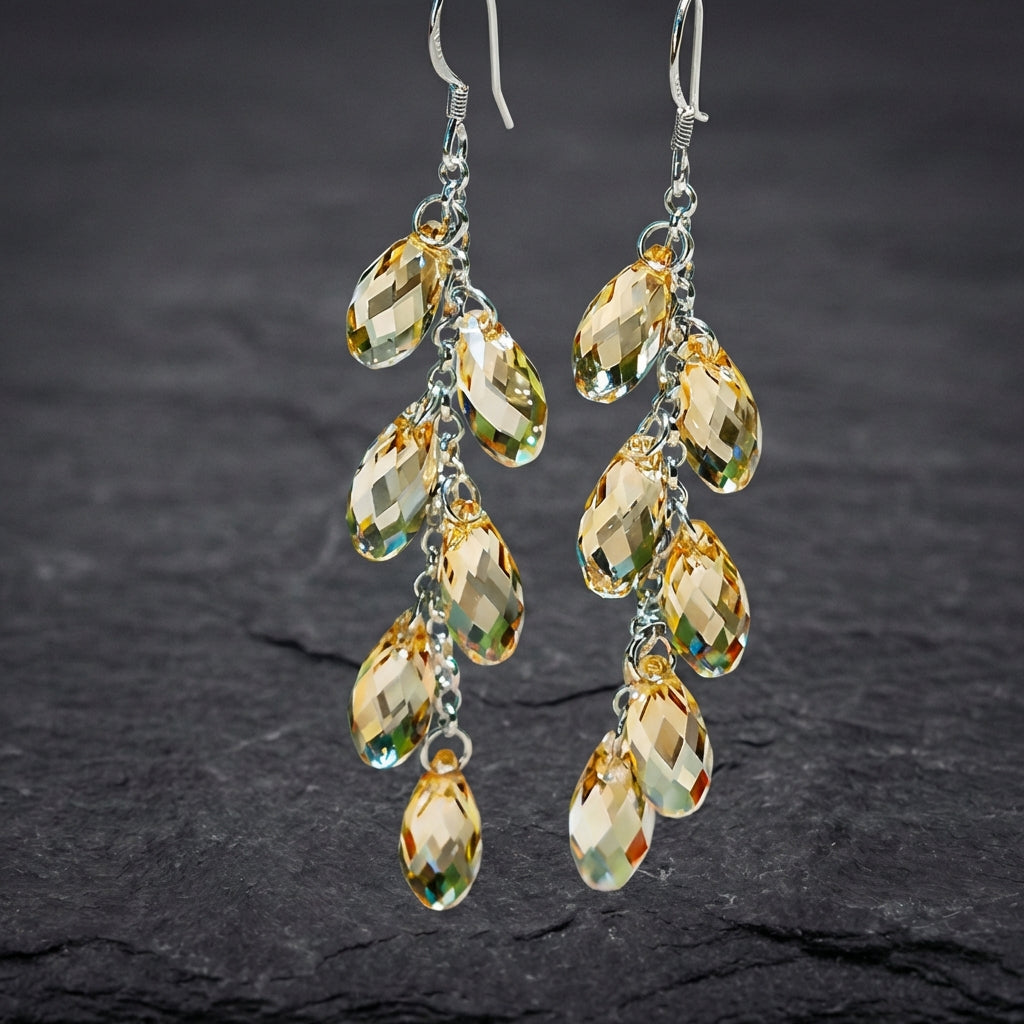 Vintage Dangling Crystals Earrings