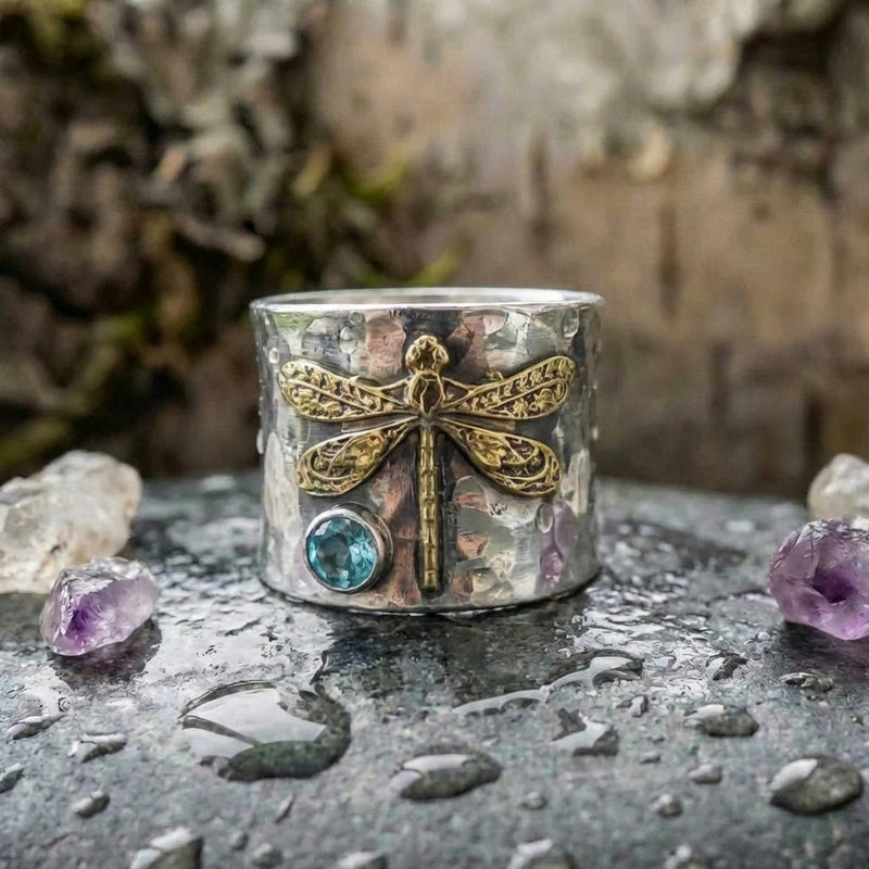 Vintage Dragonfly Topaz Ring