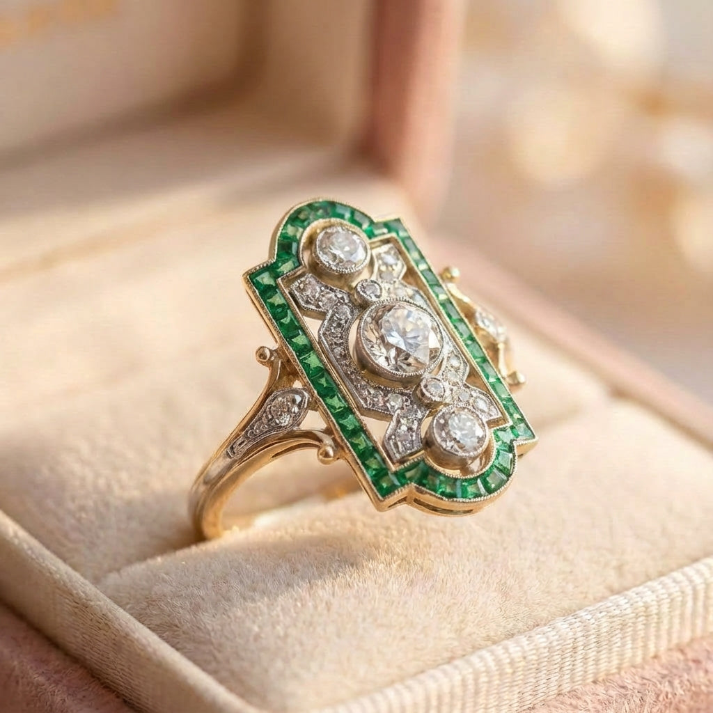 Vintage Emerald Diamond Ring