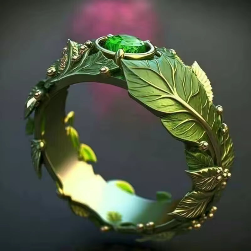 Vintage Emerald Leaf Ring
