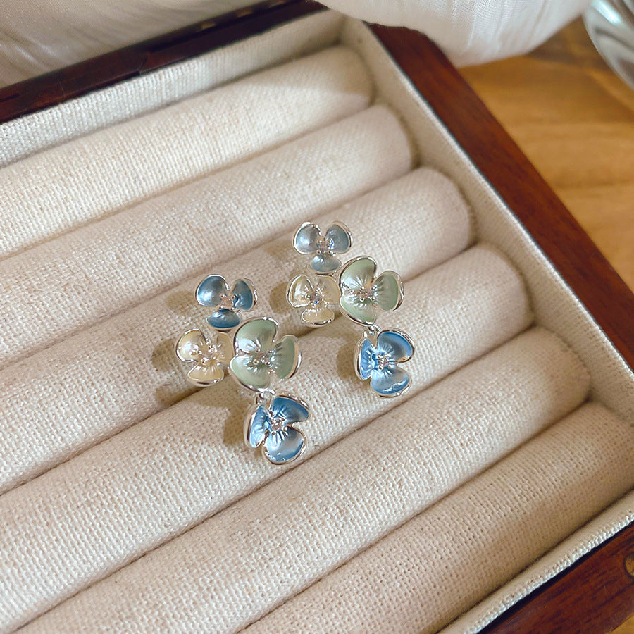 Vintage Enamel Flower Earrings