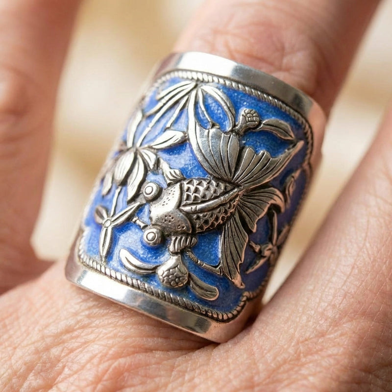 Enamel Lotus Ring