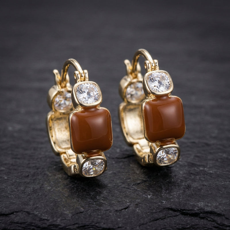 Vintage Exquisite Brown Zircon Earring