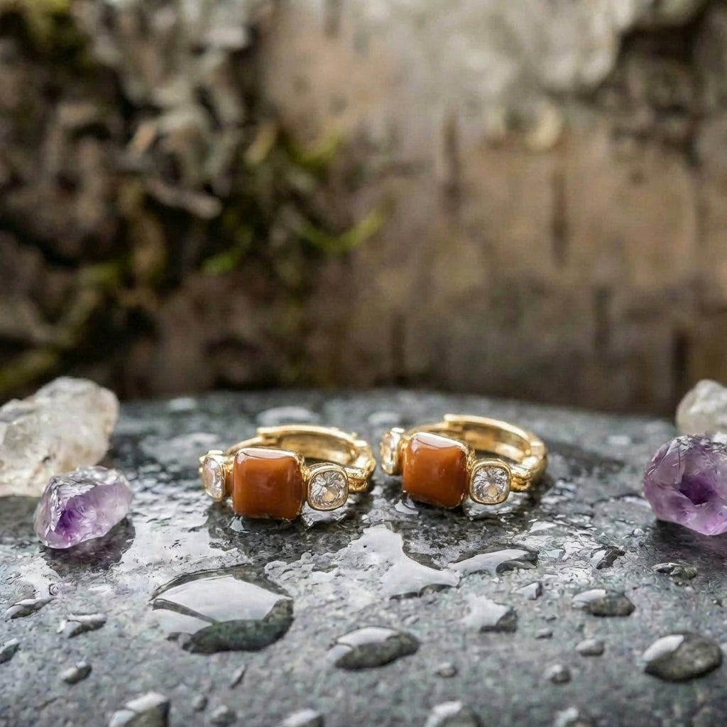 Vintage Exquisite Brown Zircon Earring
