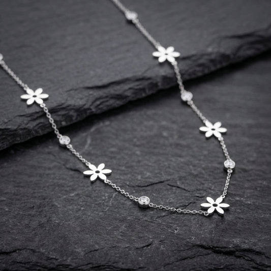 Vintage Flowers Crystal Zircon Necklace
