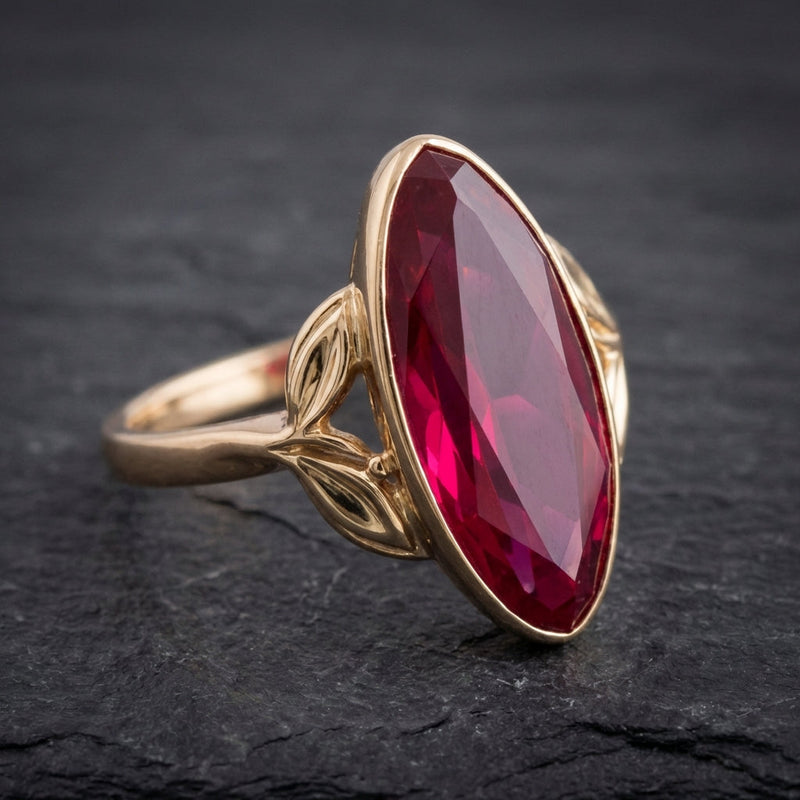 Vintage Garnet Oval Crystal Gold Ring