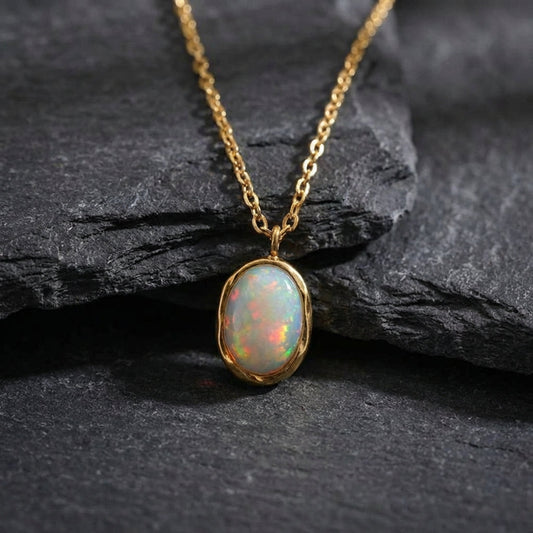 Vintage Glow Opal Stone Necklace