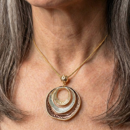 Vintage Gold & Bronze Layered Circle Necklace