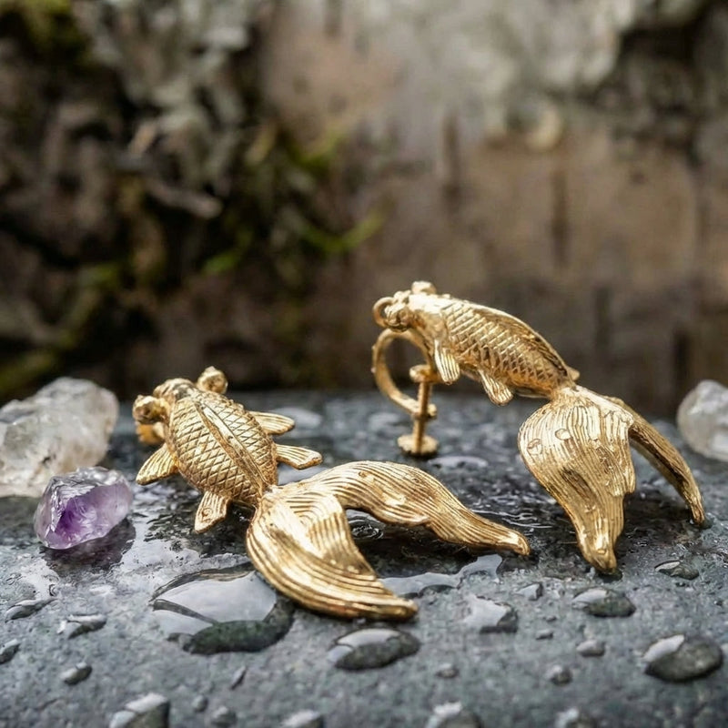 Vintage Gold Fish Earrings