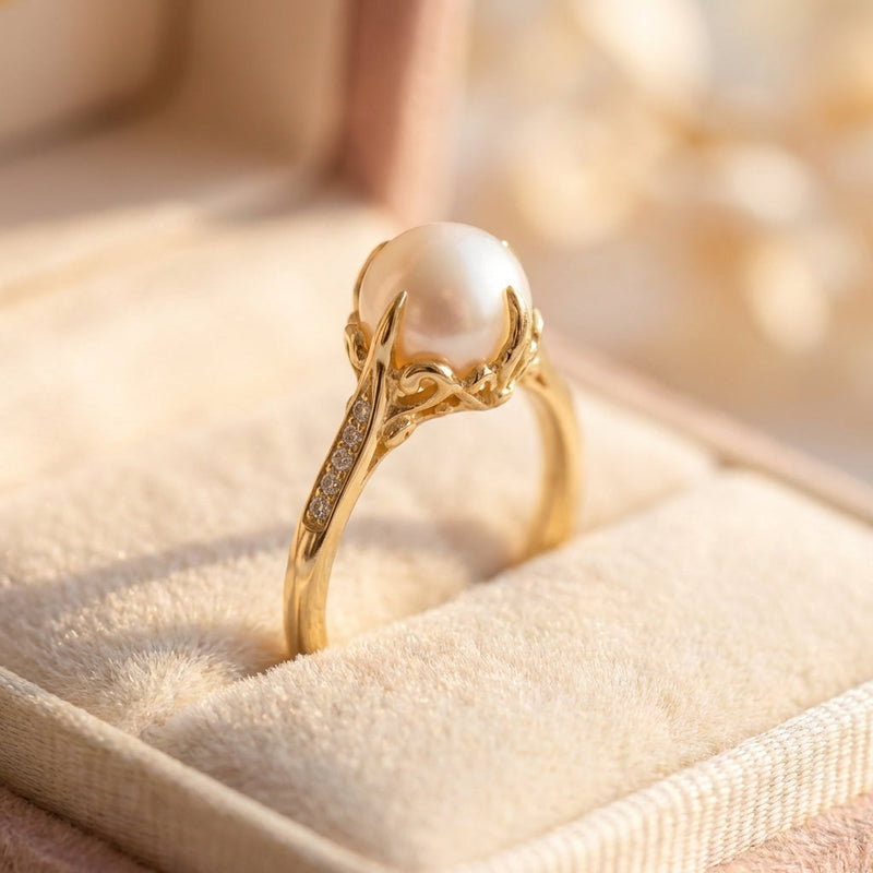 Vintage Gold Pearl Centerpiece Ring