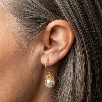 Vintage Gold & Pearl Cherry Earrings