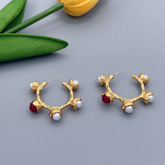 Vintage Gold Pearl Earrings
