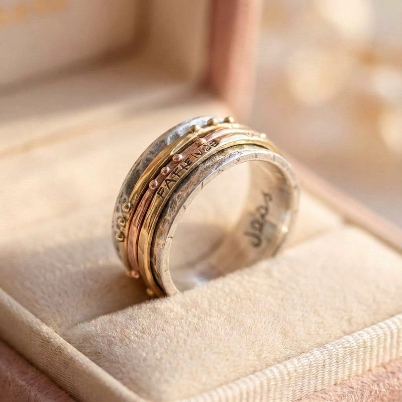 Vintage Gold Rose & Silver Ring