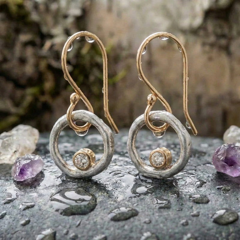 Vintage Gold & Silver Zirconia Earrings