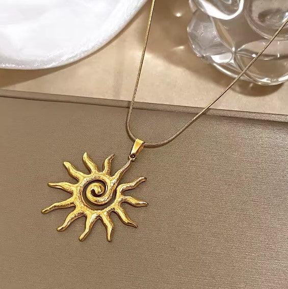 Vintage Gold Sun Necklace