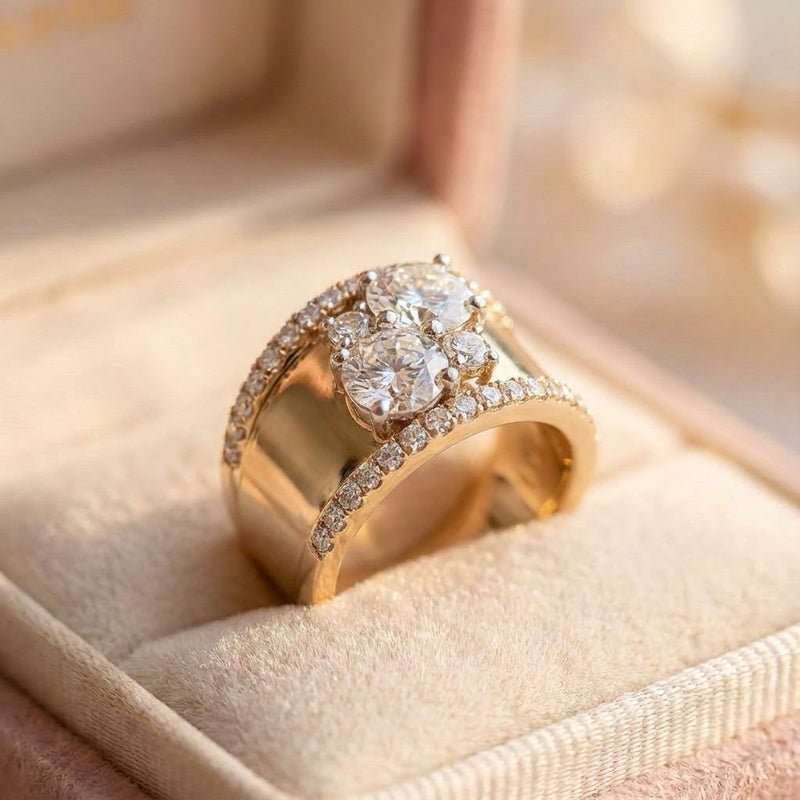 Vintage Golden Bright Zirconia Ring