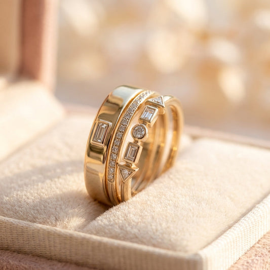 Vintage Golden Zirconia Ring Pack
