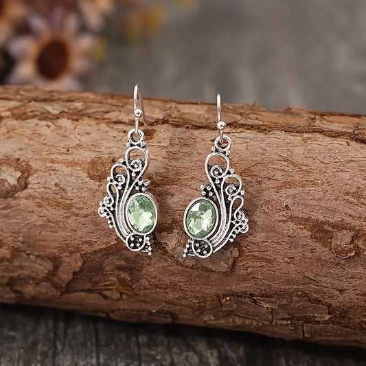 Vintage Green Amethyst Earrings