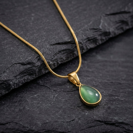 Vintage Green Crystal Water Drop Necklace