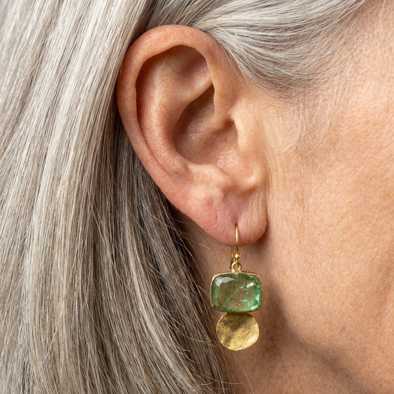 Green Golden Glass Earrings