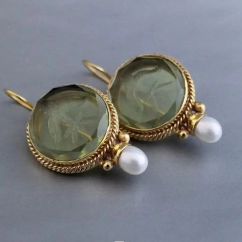 Vintage Green Quartz Earrings
