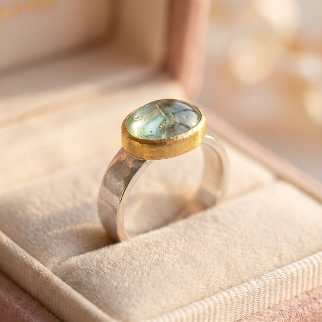 Vintage Green Rounded Stone Ring