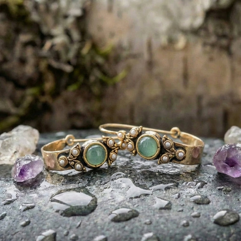 Vintage Green Stone Earrings