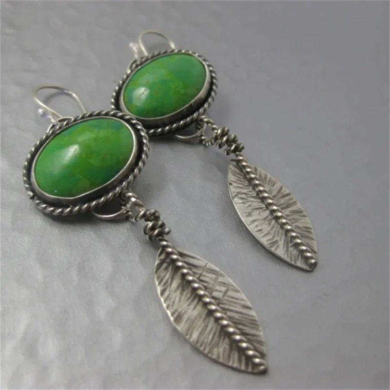 Vintage Green Stone Earrings