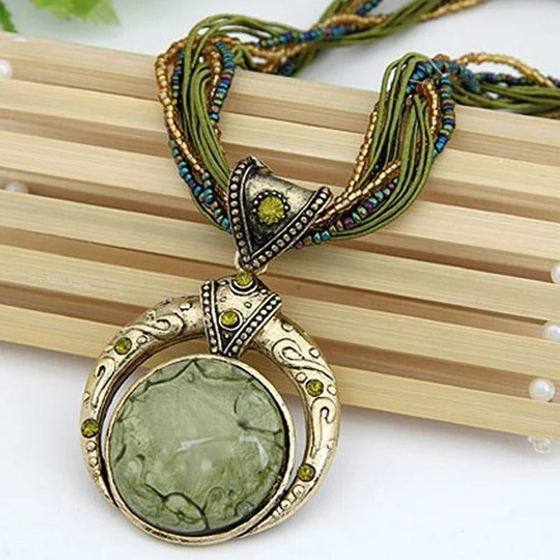 Vintage Green Stone Necklace