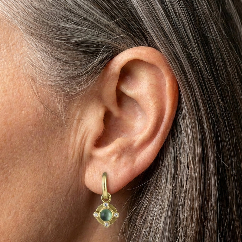 Green Zirconia Gold Earrings