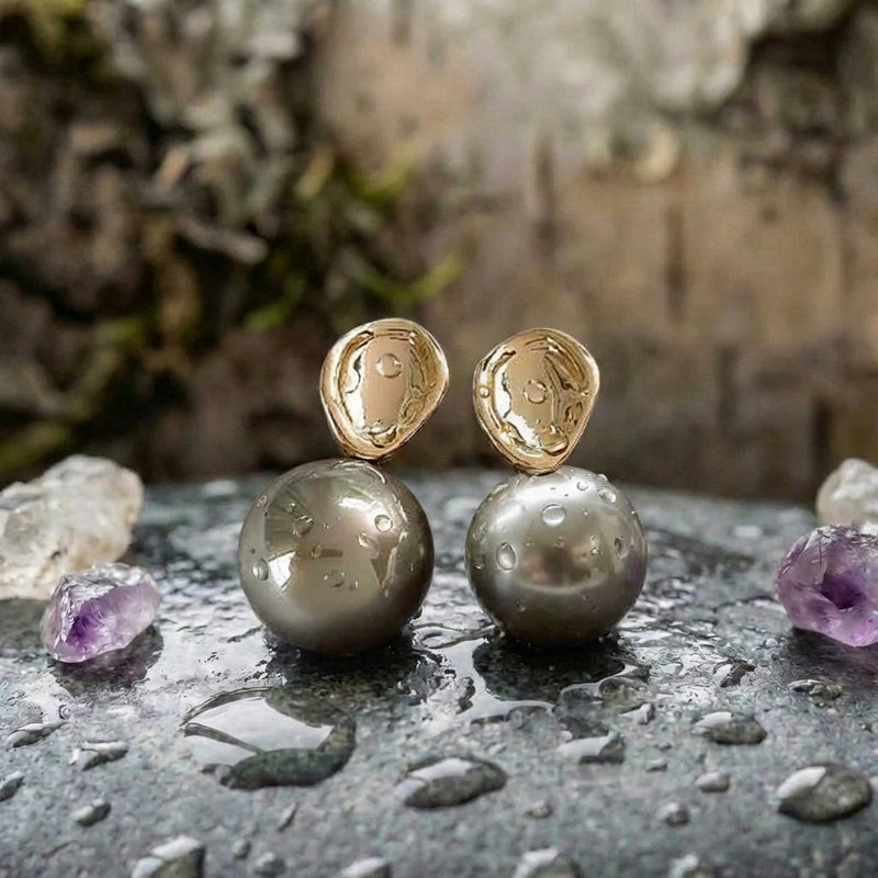 Vintage Grey Pearl Earrings