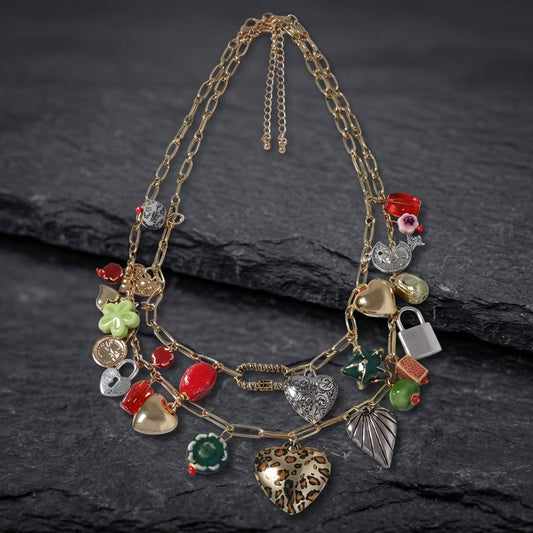Vintage Heart Shaped Lock Tassel Pendant Necklace