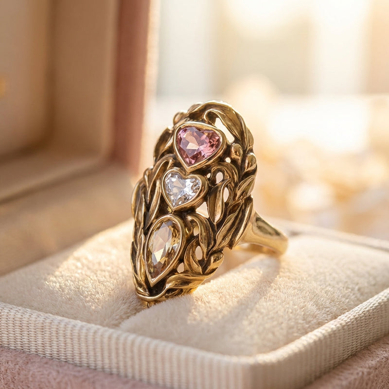 Vintage Heart Gemstone Ring