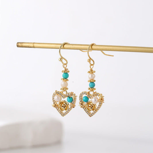 Vintage Heart Turquoise Earrings