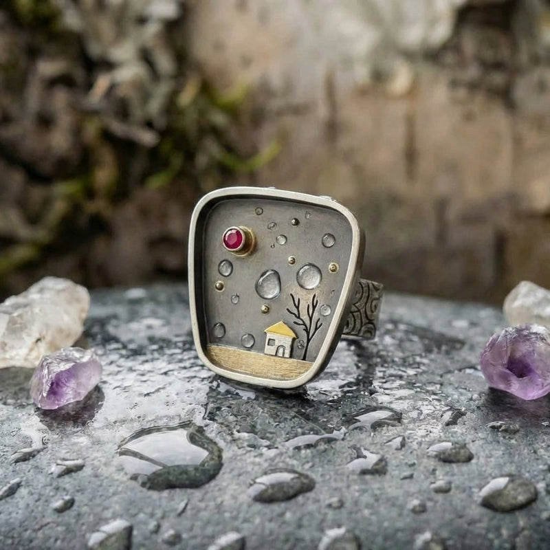 Vintage House Landscape Ring